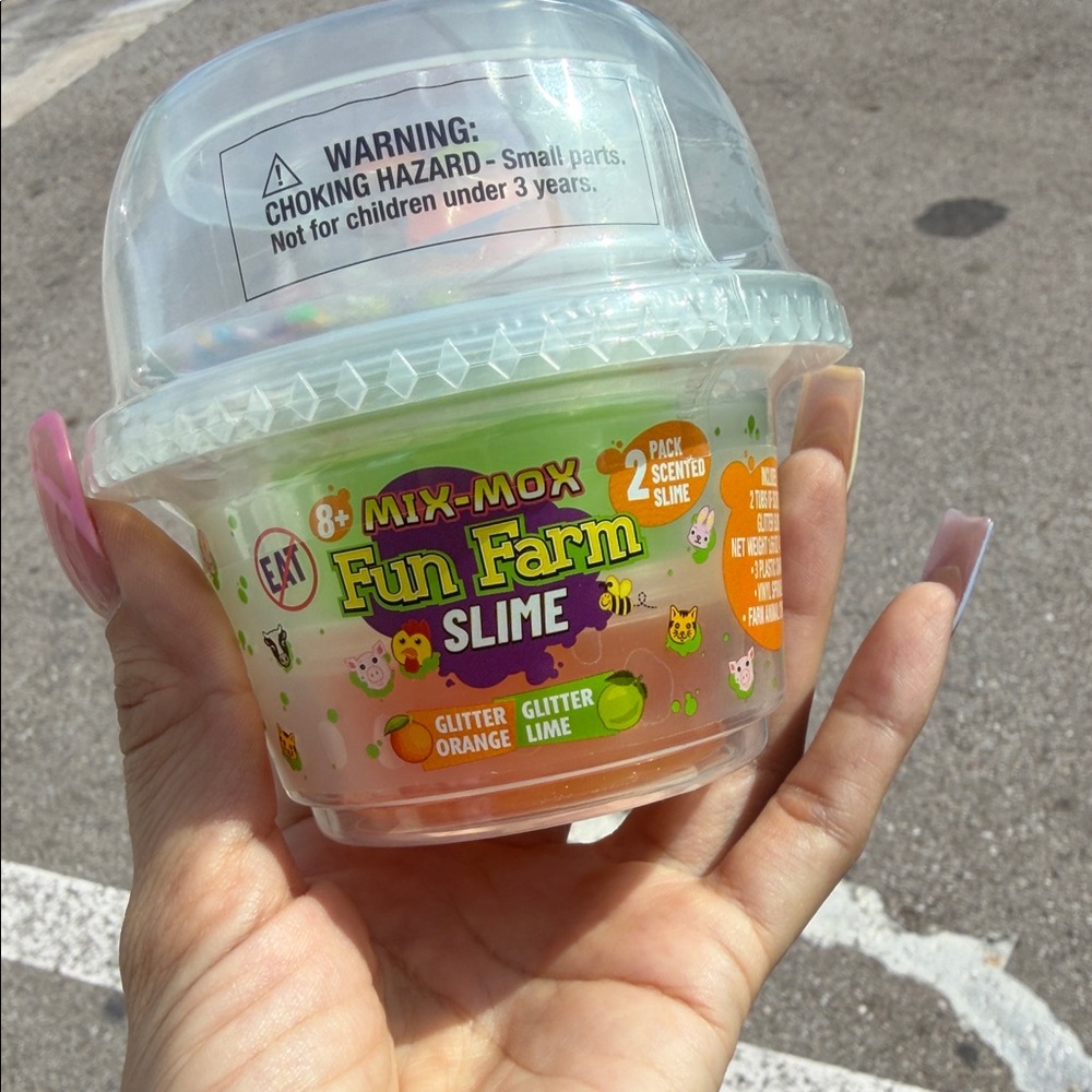 Mix-Mox Fun Farm Slime - Glitter Orange & Glitter Lime